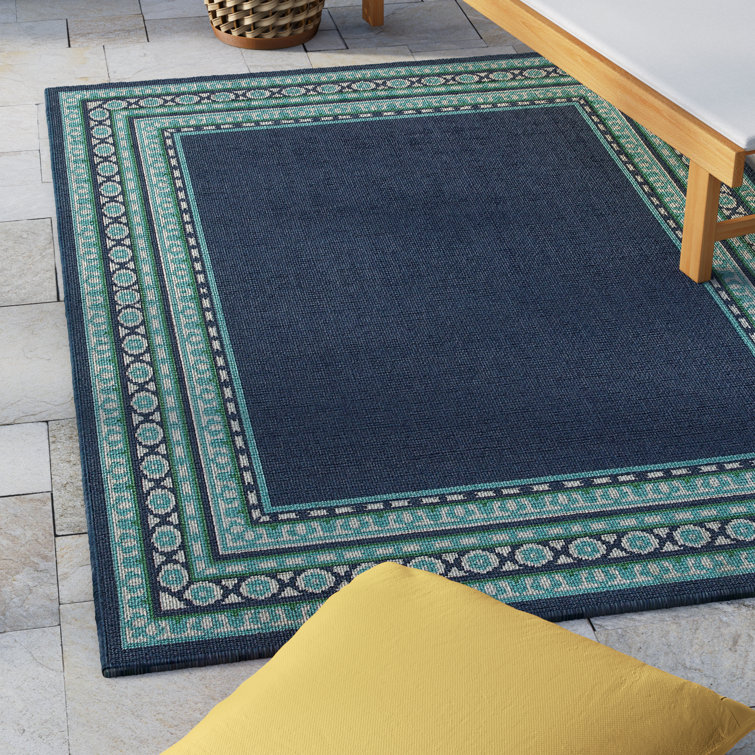 Lark Manor Deltana Southwestern Indoor / Outdoor Area Rug in Teal/Blue